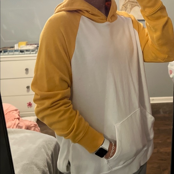 Yellow and White Oversized Hoodie - Picture 1 of 2
